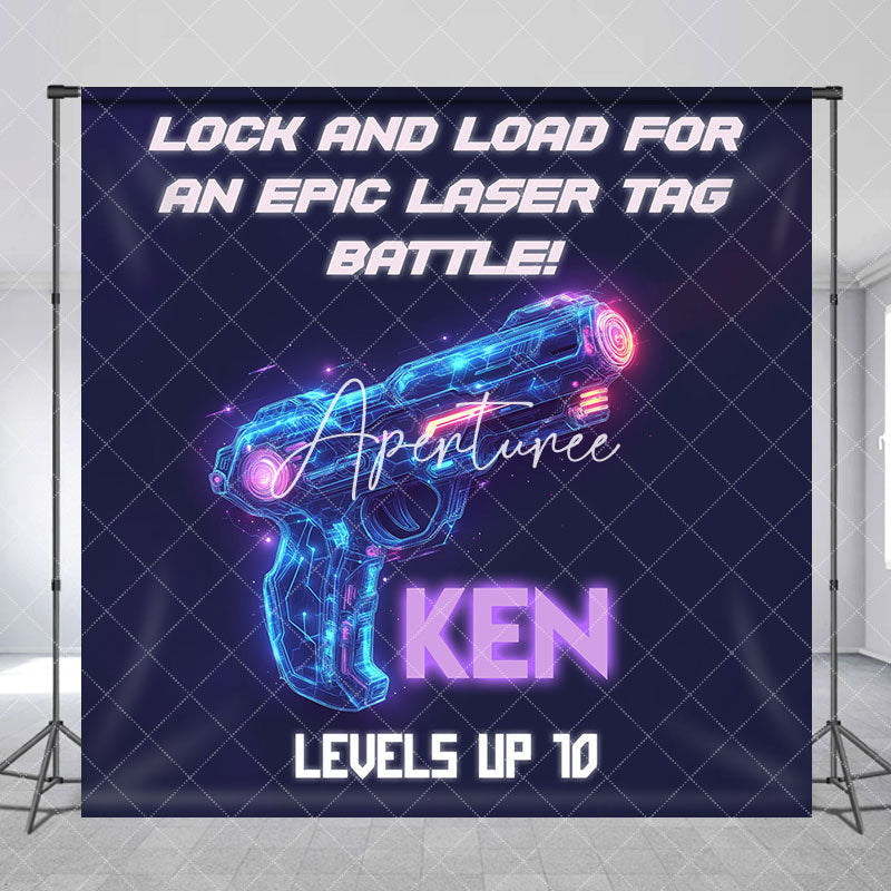 Aperturee - Aperturee Laser Tag Games Custom Name 10th Birthday Backdrop