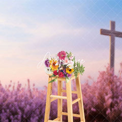 Aperturee - Aperturee Lavender Cross Simplicity Spring Easter Backdrop