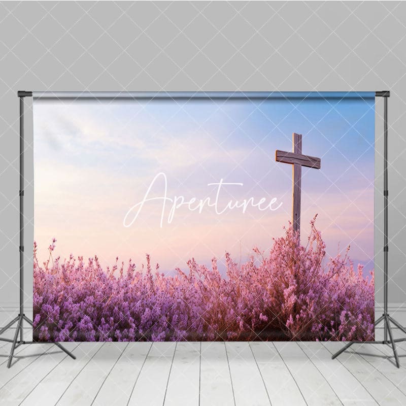 Aperturee - Aperturee Lavender Cross Simplicity Spring Easter Backdrop