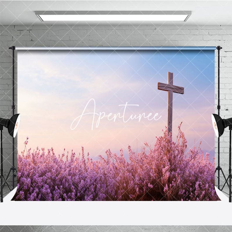 Aperturee - Aperturee Lavender Cross Simplicity Spring Easter Backdrop