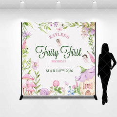 Aperturee - Aperturee Leaf Floral Fairy First Custom Name Birthday Backdrop