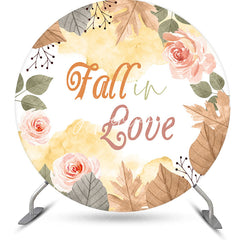 Aperturee - Aperturee Leaves Floral Fall In Love Round Wedding Backdrop