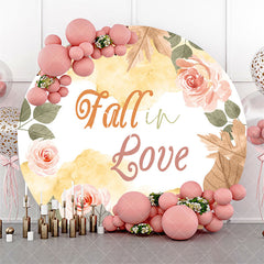 Aperturee - Aperturee Leaves Floral Fall In Love Round Wedding Backdrop