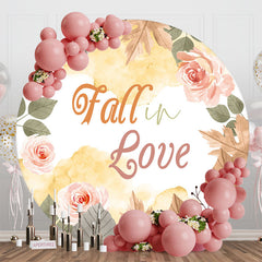 Aperturee - Aperturee Leaves Floral Fall In Love Round Wedding Backdrop