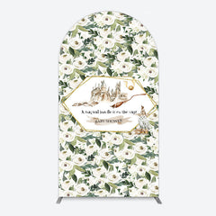 Aperturee - Aperturee Leaves White Floral Magic Arch Baby Shower Backdrop