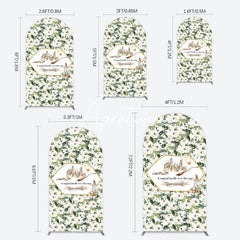 Aperturee - Aperturee Leaves White Floral Magic Arch Baby Shower Backdrop