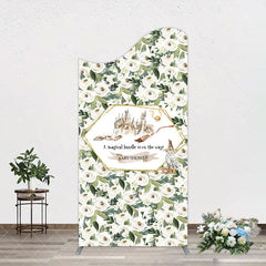 Aperturee - Aperturee Leaves White Floral Magic Arch Baby Shower Backdrop