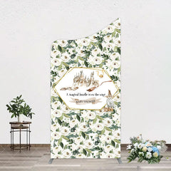 Aperturee - Aperturee Leaves White Floral Magic Arch Baby Shower Backdrop