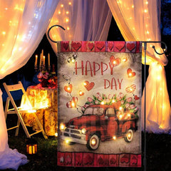 Aperturee - Aperturee Led Floral Truck Heart Valentines Day Yard Flag