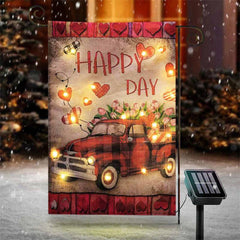 Aperturee - Aperturee Led Floral Truck Heart Valentines Day Yard Flag