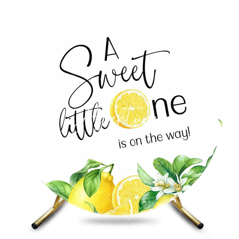 Aperturee - Aperturee Lemon Sweet Little One Round Baby Shower Backdrop