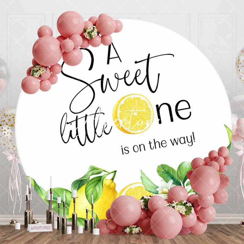 Aperturee - Aperturee Lemon Sweet Little One Round Baby Shower Backdrop