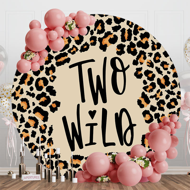 Aperturee - Aperturee Leopard Two Wild Animals Round Birthday Backdrop