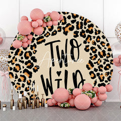 Aperturee - Aperturee Leopard Two Wild Animals Round Birthday Backdrop