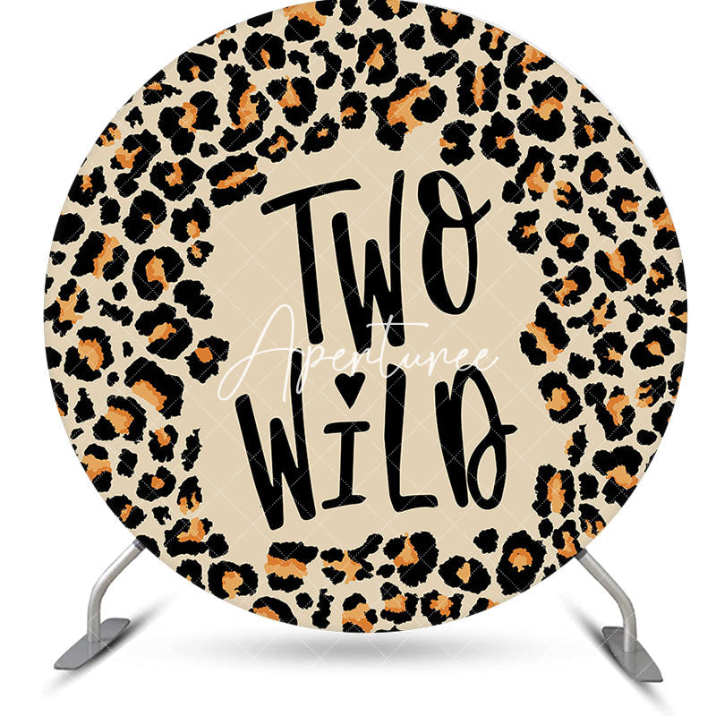 Aperturee - Aperturee Leopard Two Wild Animals Round Birthday Backdrop