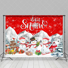 Aperturee - Aperturee Let It Snow Snowman Mountain Merry Christmas Backdrop