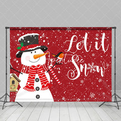 Aperturee - Aperturee Let It Snow Snowman Red Festive Christmas Backdrop