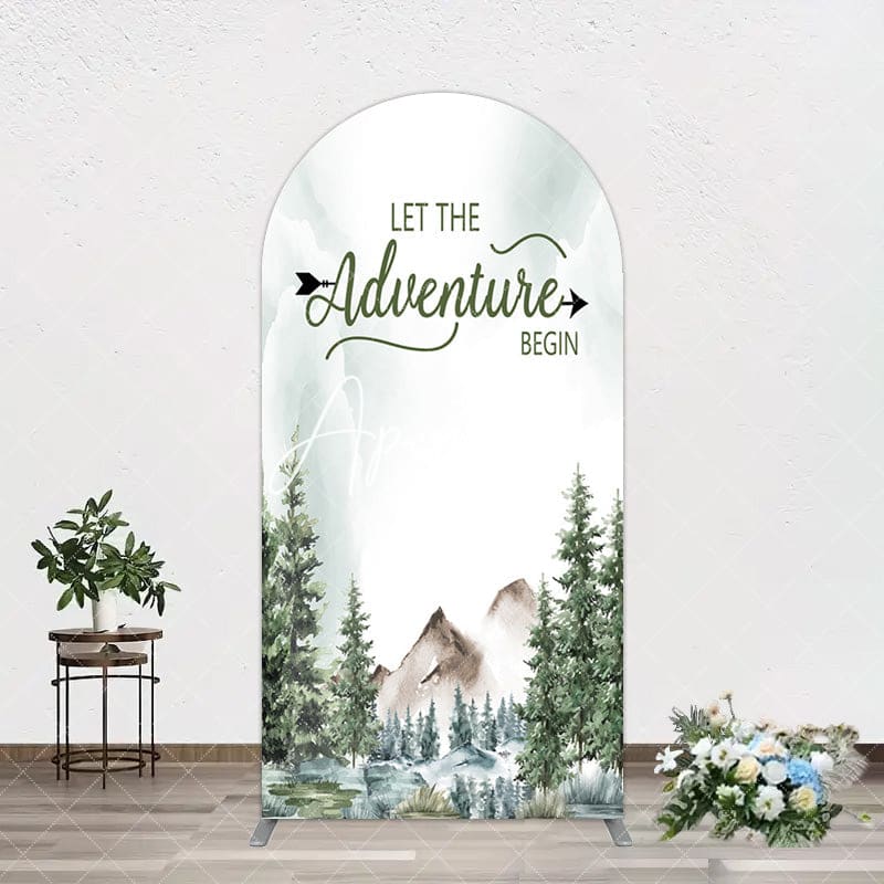 Aperturee - Aperturee Let The Adventure Begin Forest Birthday Arch Backdrop