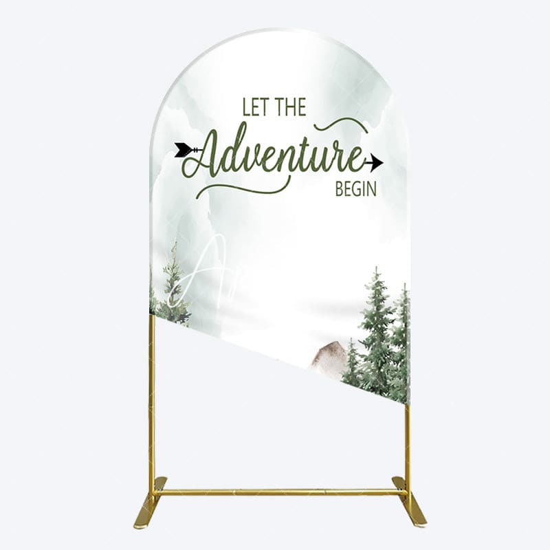 Aperturee - Aperturee Let The Adventure Begin Forest Birthday Arch Backdrop