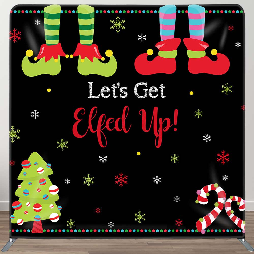 Aperturee - Aperturee Lets Get Elfed Clown Candy Cane Pillow Case Backdrop