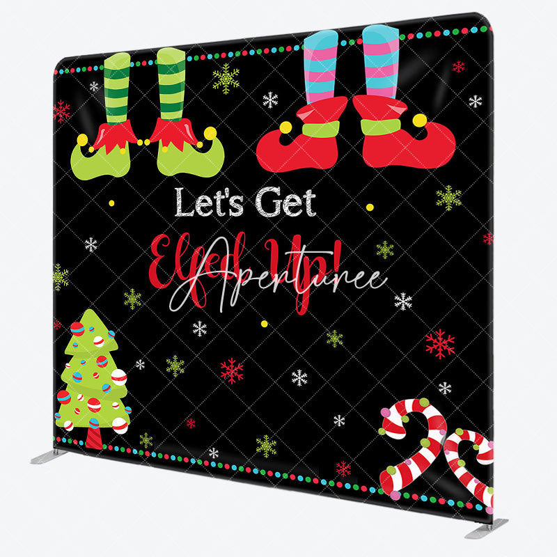 Aperturee - Aperturee Lets Get Elfed Clown Candy Cane Pillow Case Backdrop