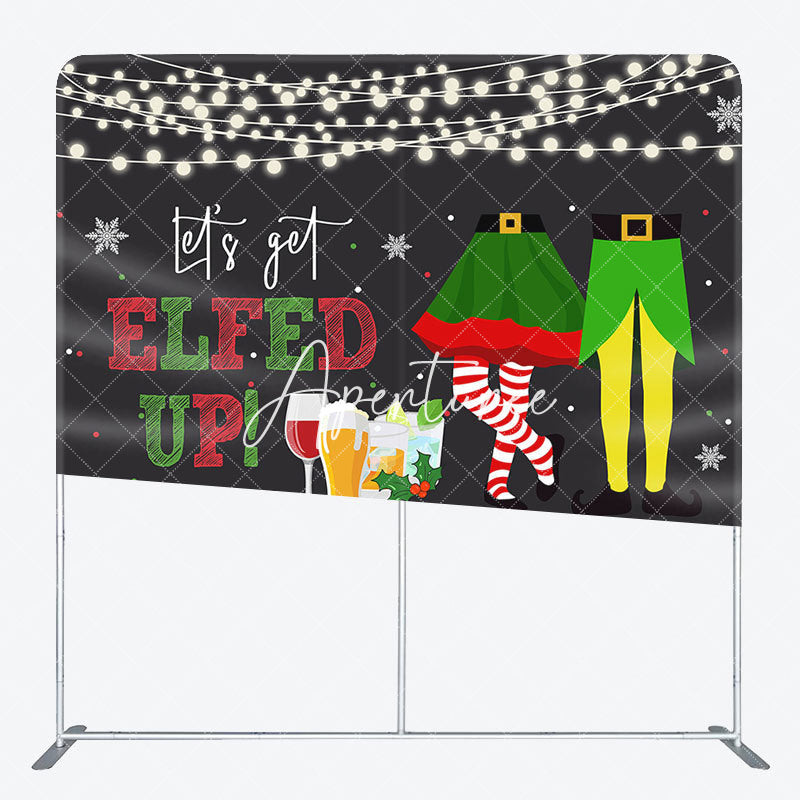 Aperturee - Aperturee Lets Get Elfed Up Pillow Cover Christmas Backdrop