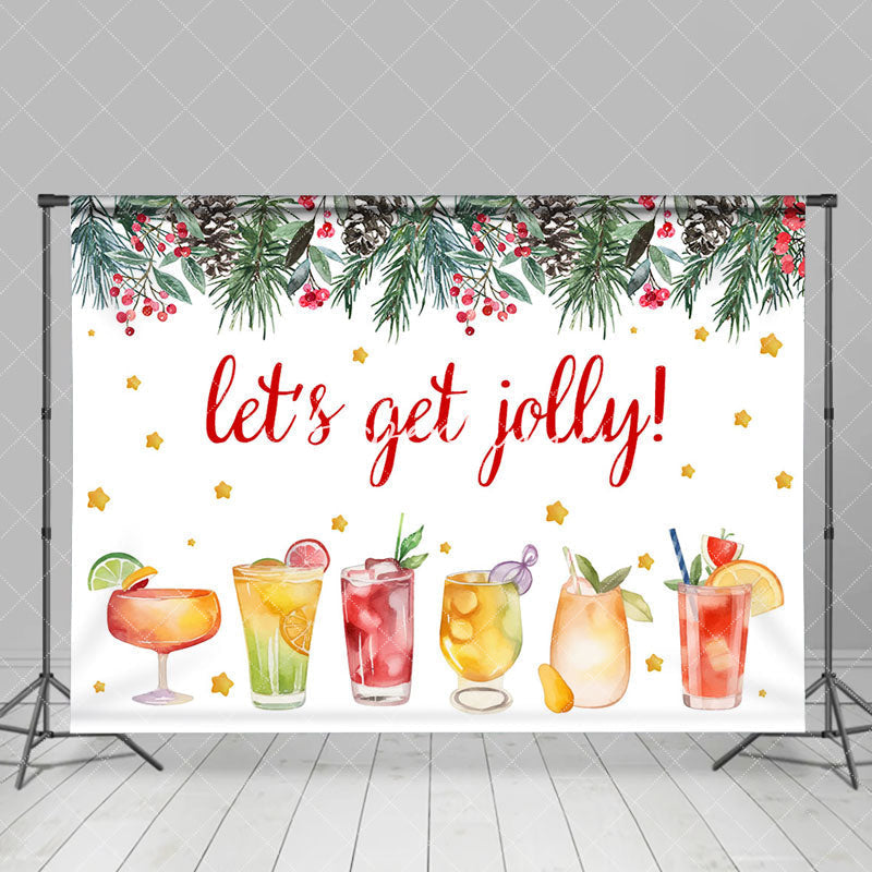 Aperturee - Aperturee Lets Get Jolly Cherry Fruit Drinks Christmas Backdrop