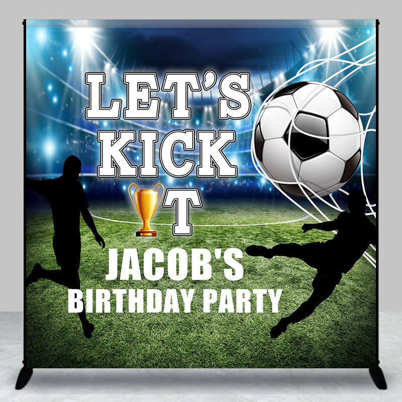 Aperturee - Aperturee Lets Kick It Football Field Custom Birthday Backdrop