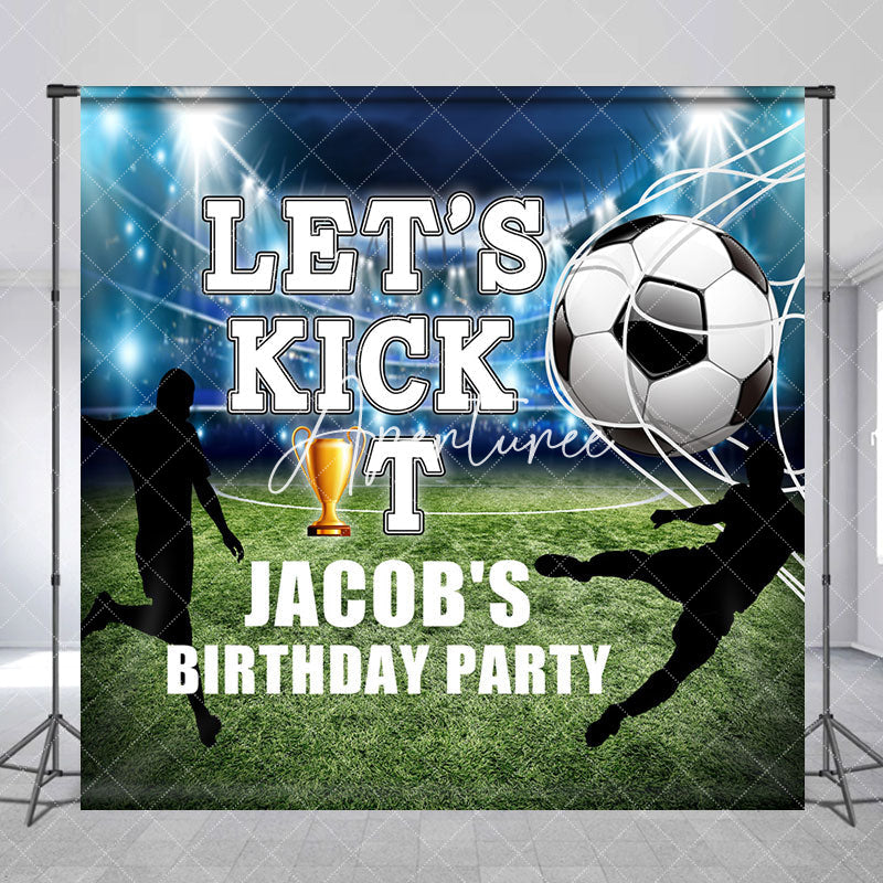 Aperturee - Aperturee Lets Kick It Football Field Custom Birthday Backdrop