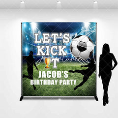 Aperturee - Aperturee Lets Kick It Football Field Custom Birthday Backdrop