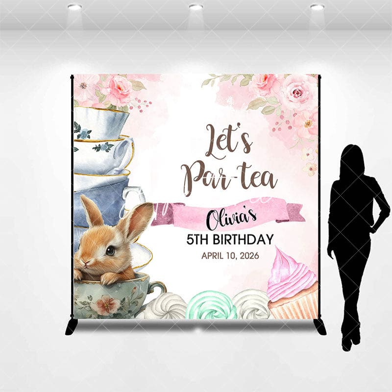 Aperturee - Aperturee Lets Partea Bunny Ice Cream Custom Birthday Backdrop