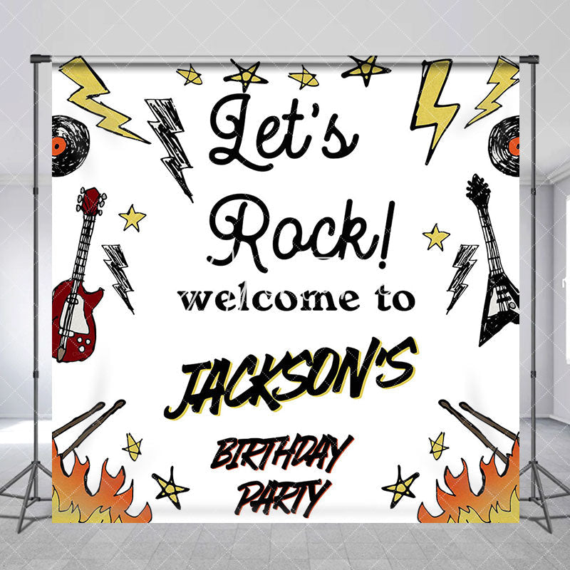 Aperturee - Aperturee Lets Rock Musical Custom Birthday Party Backdrop