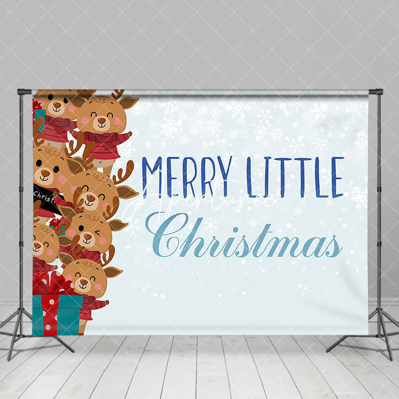 Aperturee - Aperturee Light Blue Snowflakes Elks Gift Christmas Backdrop