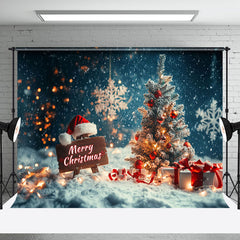 Aperturee - Aperturee Light Bokeh Snowy Night Tree Merry Christmas Backdrop