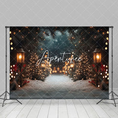 Aperturee - Aperturee Light Bokeh Snowy Path Winter Christmas Backdrop