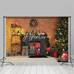 Aperturee - Aperturee Light Brick Wall Wreath Gifts Christmas Backdrop