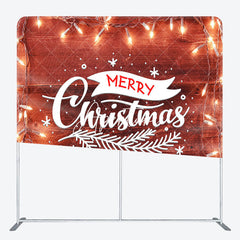 Aperturee - Aperturee Light Brown Wooden Christmas Tension Fabric Backdrop