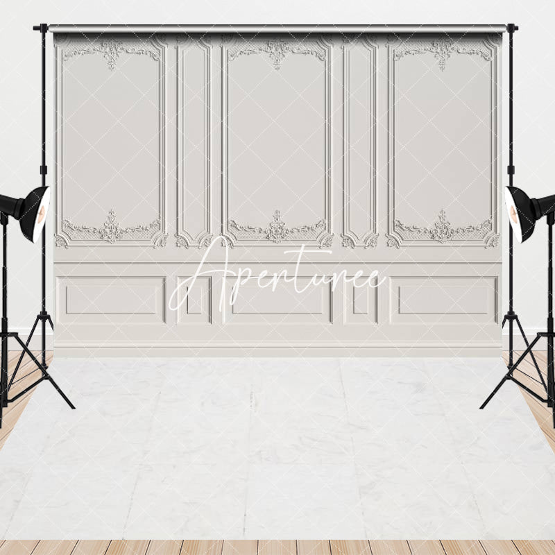 Aperturee - Aperturee Light Cement Grey Color Retro Wall Combo Set Backdrop