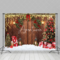 Aperturee - Aperturee Light Flashing Brown Door Merry Christmas Backdrop