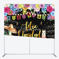 Aperturee - Aperturee Light Floral Lamp Feliz Navidad Pillow Case Backdrop