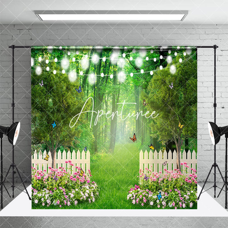 Aperturee - Aperturee Light Forest Floral Truck Spring Room Set Backdrop