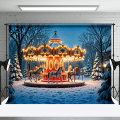 Aperturee - Aperturee Light Glitter Carousel Window Christmas Backdrop