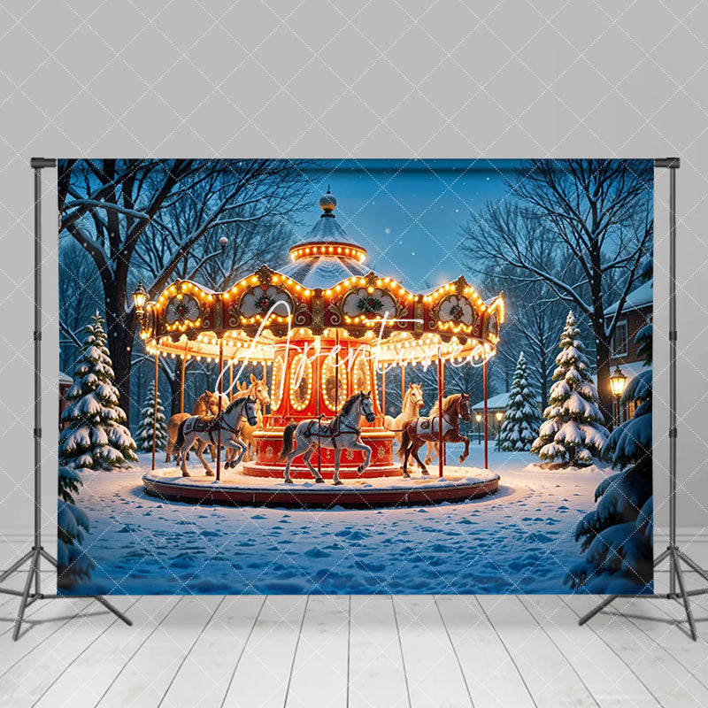 Aperturee - Aperturee Light Glitter Carousel Window Christmas Backdrop