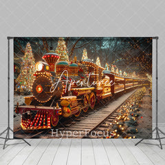 Aperturee - Aperturee Light Glitter Festive Christmas Train Scene Backdrop