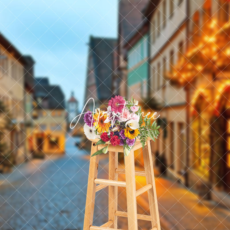 Aperturee - Aperturee Light Glitter Street Path Festive Christmas Backdrop