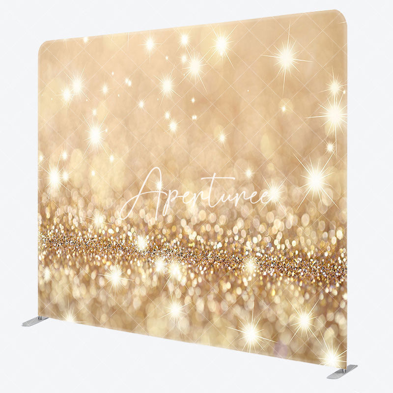 Aperturee - Aperturee Light Gold Glitter Bokeh Aquare Tension Backdrop