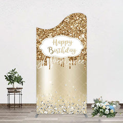 Aperturee - Aperturee Light Gold Glitter Diamonds Birthday Arch Backdrop