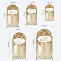 Aperturee - Aperturee Light Gold Glitter Diamonds Birthday Arch Backdrop