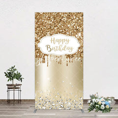 Aperturee - Aperturee Light Gold Glitter Diamonds Birthday Arch Backdrop