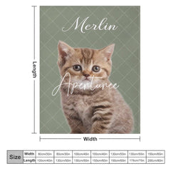 Aperturee - Aperturee Light Green Custom Pet Photo Name Blanket For Gift